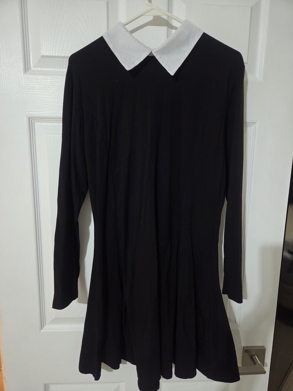 Wednesday Addams Black Dress,Large,w/Pigtail Wig, Pugsley Dog Shirt,& Gloves